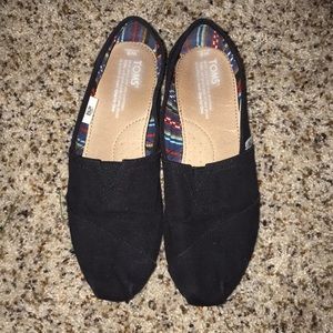 Toms Black Plain Canvas Slip On Shoes